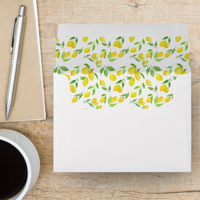 Watercolor Lemons On Vines Design Envelope (Creator Uploaded)