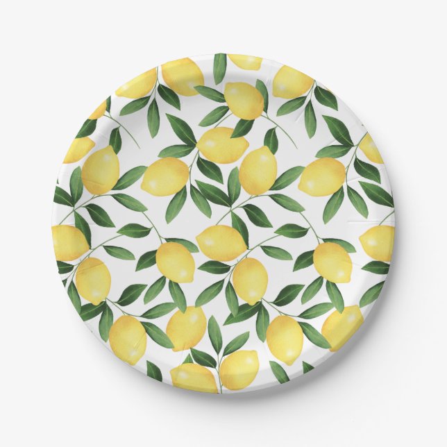 WATERCOLOR LEMONS PAPER PLATE (Front)