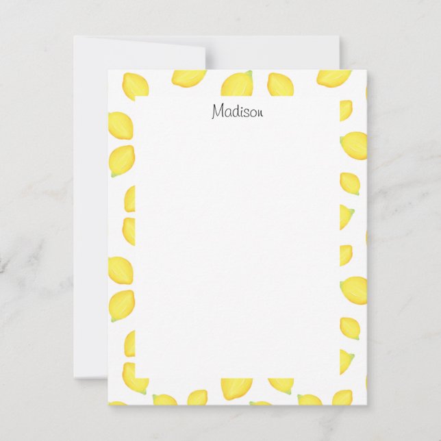 Watercolor Lemons Pattern 2  Card (Front)