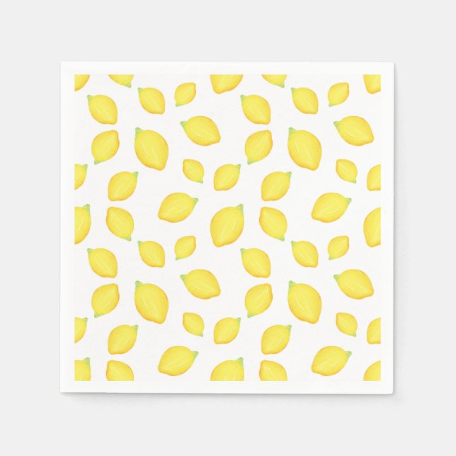 Watercolor Lemons Pattern 2 Napkin (Front)
