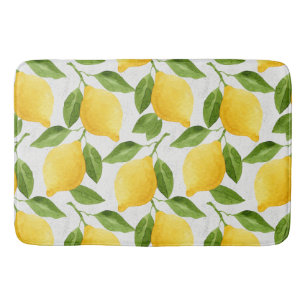 Watercolor lemons pattern bath mat