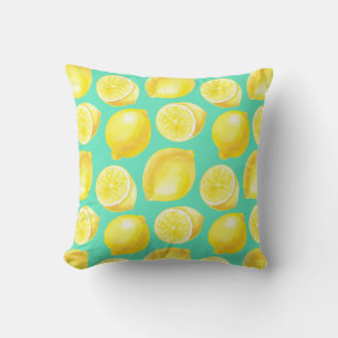 Watercolor lemons pattern cushion