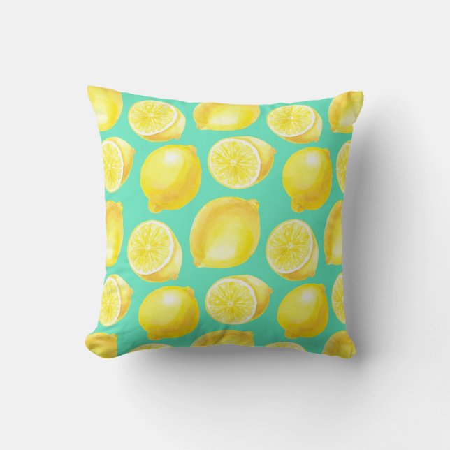 Watercolor lemons pattern cushion (Front)