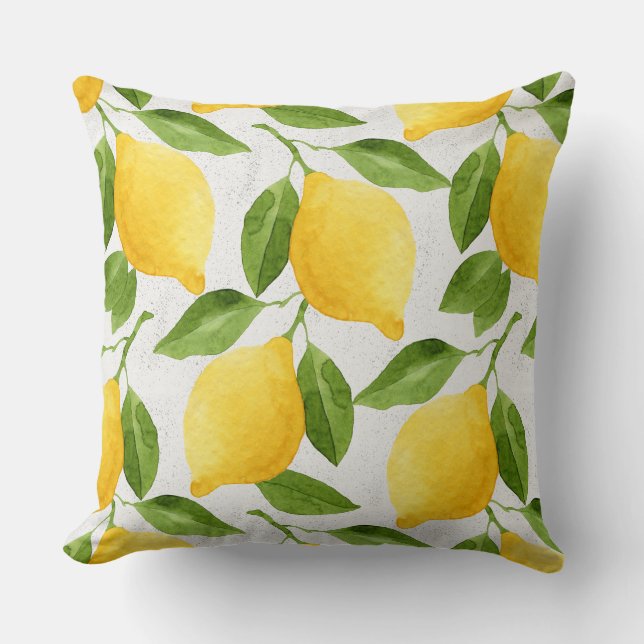 Watercolor lemons pattern cushion (Front)