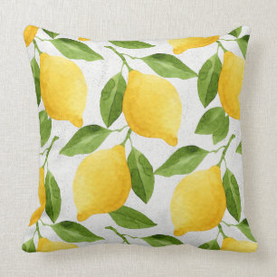 Watercolor lemons pattern cushion