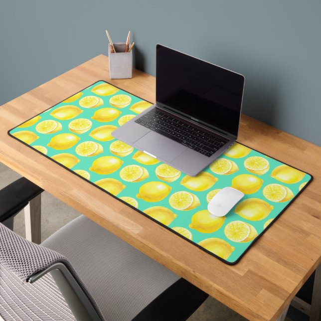 Watercolor lemons pattern desk mat (Office 2)