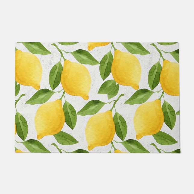 Watercolor lemons pattern doormat (Front)