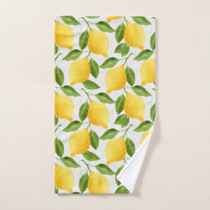 Watercolor lemons pattern hand towel