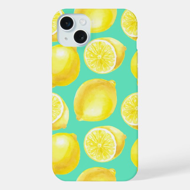 Watercolor lemons pattern iPhone case (Back)