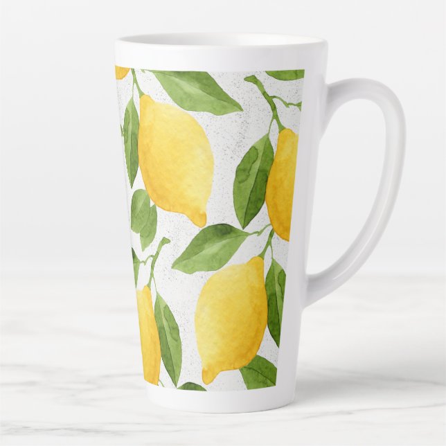 Watercolor lemons pattern latte mug (Right)