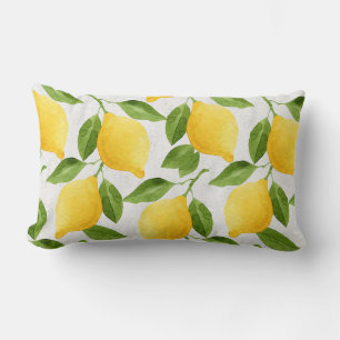 Watercolor lemons pattern lumbar cushion