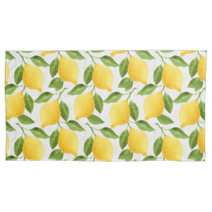 Watercolor lemons pattern pillowcase