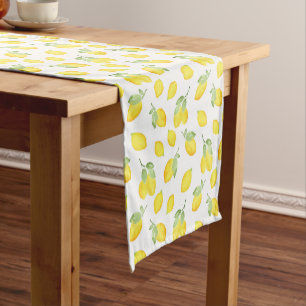 Watercolor Lemons Pattern Short Table Runner