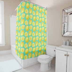 Watercolor lemons pattern shower curtain