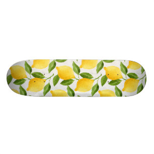 Watercolor lemons pattern skateboard