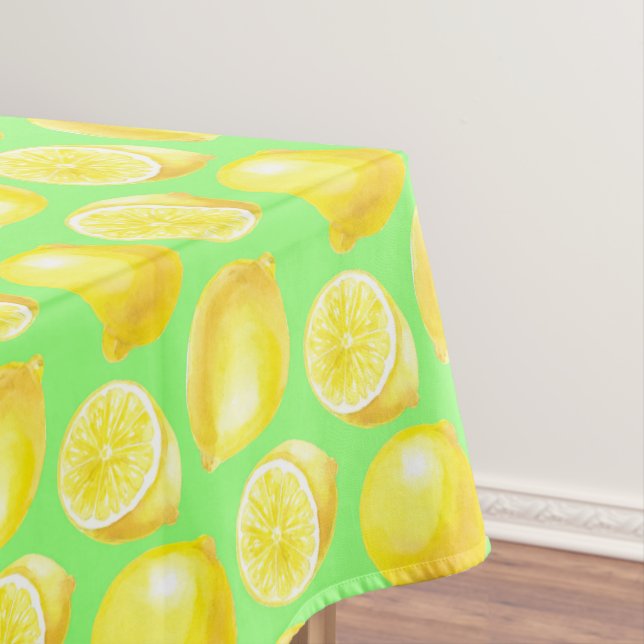 Watercolor lemons pattern tablecloth (In Situ)