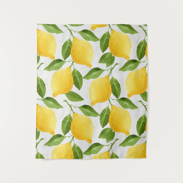 Watercolor lemons pattern tapestry (Front)