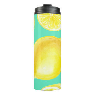 Watercolor lemons pattern thermal tumbler