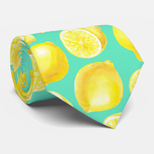 Watercolor lemons pattern tie