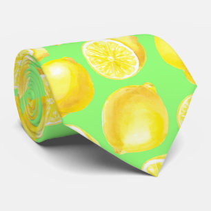 Watercolor lemons pattern tie