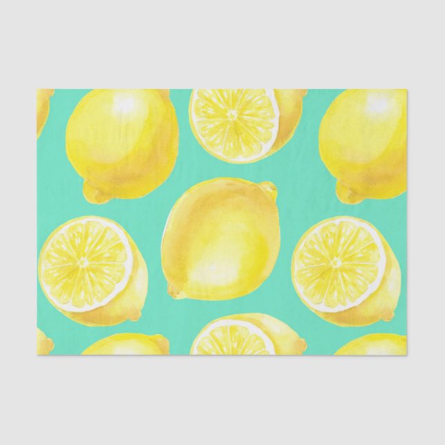 Watercolor lemons pattern tissue paper (Front)