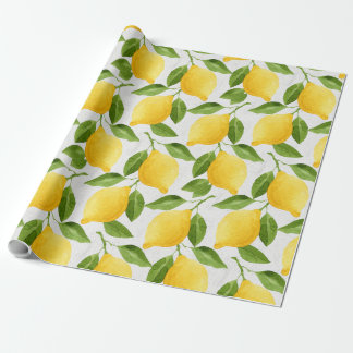 Watercolor lemons pattern wrapping paper