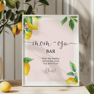 Watercolor lemons pink Mom-osa bar sign