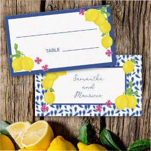 watercolor lemons place card