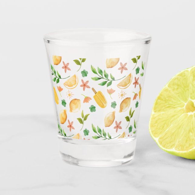 Watercolor Lemons & Popsicles  Shot Glass (Front)