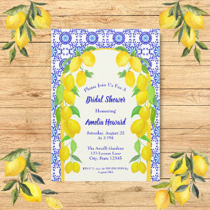 Watercolor Lemons Positano Amalfi Bridal Shower Invitation