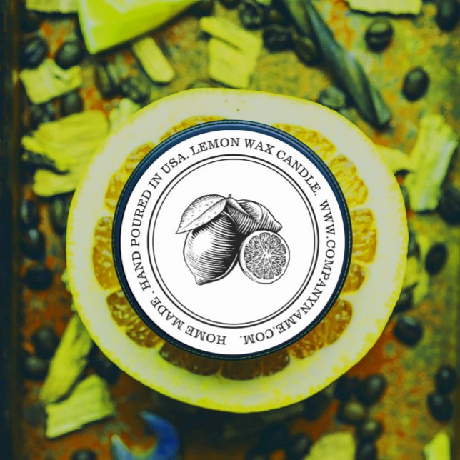 Watercolor lemons product label (#zazzlemade #lemonlabel #weddingfavor #homemadeproduct #farmsticker #candlelabel)