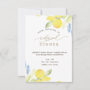 Watercolor Lemons Rehearsal Dinner Invitation