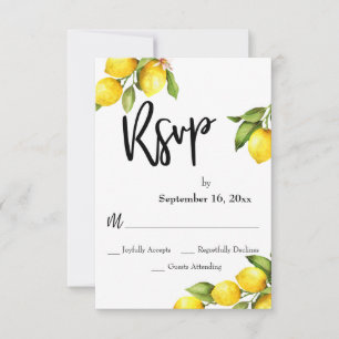 Watercolor Lemons RSVP Typography Card