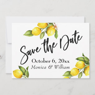 Watercolor Lemons Save the Date Typography