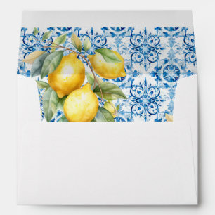 Watercolor Lemons Script Address Label Envelope