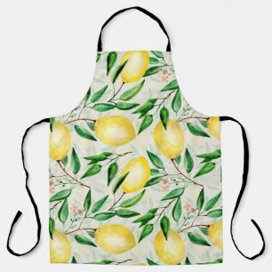 Watercolor lemons, seamless fruit pattern. apron