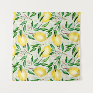 Watercolor lemons, seamless fruit pattern. tapestry