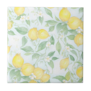 Watercolor Lemons Soft Pastel Lemon Ceramic Tile