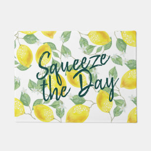 Watercolor Lemons Squeeze the Day Doormat