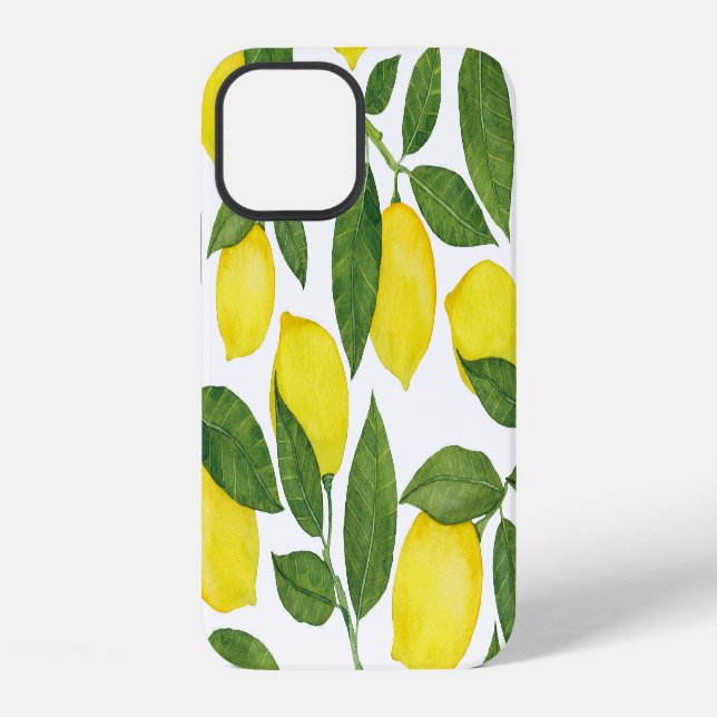 Watercolor Lemons: Summer Fruit Pattern iPhone Case (Back)