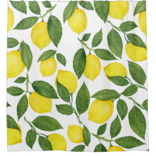 Watercolor Lemons: Summer Fruit Pattern Shower Curtain