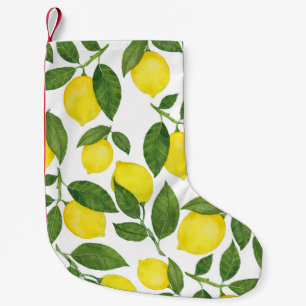 Watercolor Lemons: Summer Fruit Pattern Small Christmas Stocking