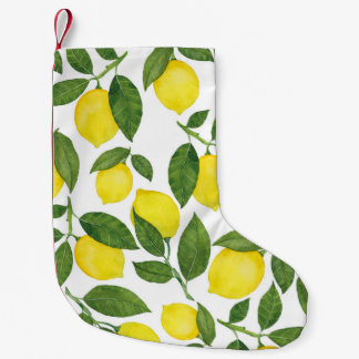 Watercolor Lemons: Summer Fruit Pattern Small Christmas Stocking