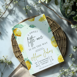 watercolor lemons sweet little one customisable invitation