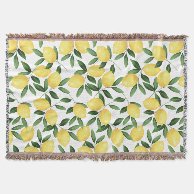 WATERCOLOR LEMONS THROW BLANKET (Front)