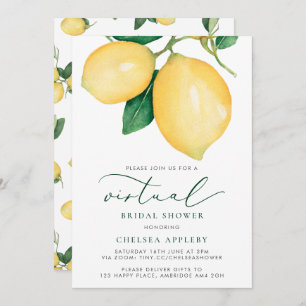 Watercolor Lemons Virtual Bridal Shower Invitation
