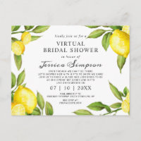 Watercolor Lemons Virtual Bridal Shower Invitation