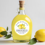 Watercolor Lemons Wedding Love Limoncello Yellow Classic Round Sticker<br><div class="desc">Elegant Watercolor Lemons Homemade Limoncello Wedding Stickers - Made With Love</div>