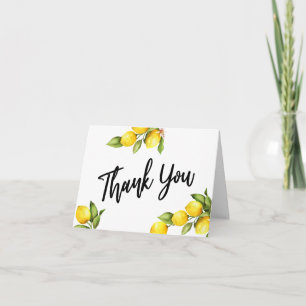 Watercolor Lemons Wedding Thank You Typography Card