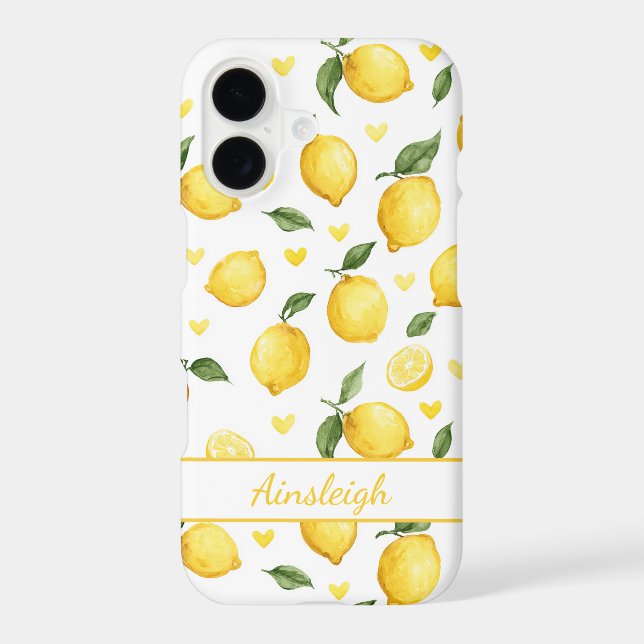 Watercolor Lemons With Hearts Monogrammed (Back)